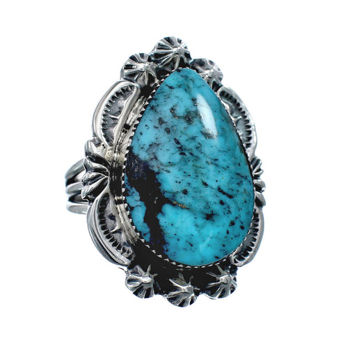 Native American Turquoise Sterling Silver Navajo Ring Size 6 AX128696